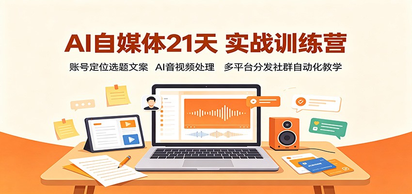 AI自媒体21天实战训练营：账号定位选题文案，AI音视频处理，多平台分发社群自动化教学-保成圈-山云人力,分享创业咨询_最新网络项目资源