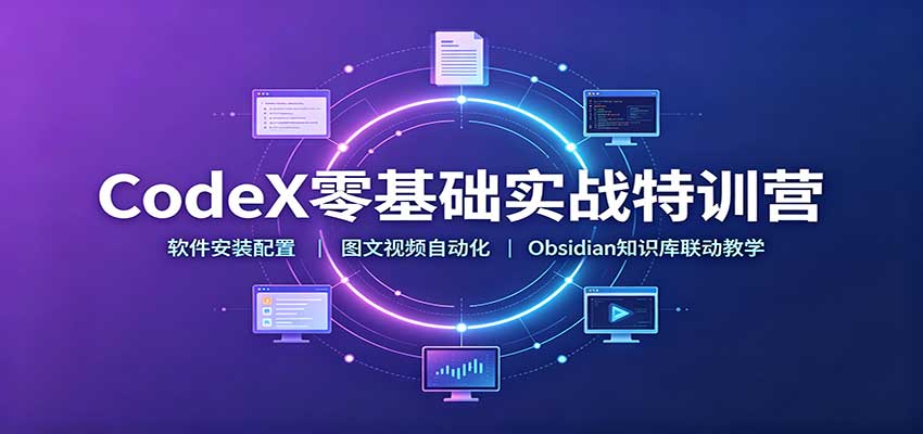 CodeX零基础实战特训营：软件安装配置，图文视频自动化，Obsidian知识库联动教学-保成圈-山云人力,分享创业咨询_最新网络项目资源