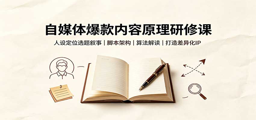 自媒体爆款内容原理研修课：人设定位选题叙事，脚本架构，算法解读打造差异化IP-保成圈-山云人力,分享创业咨询_最新网络项目资源