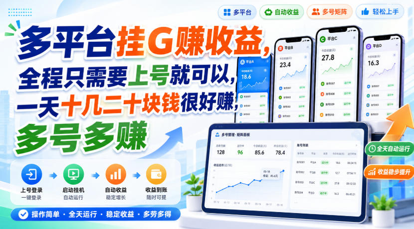 多平台挂G賺收益，全程只需要上号就可以，一天十几二十块钱很好賺，多号多賺【揭秘】-保成圈-山云人力,分享创业咨询_最新网络项目资源