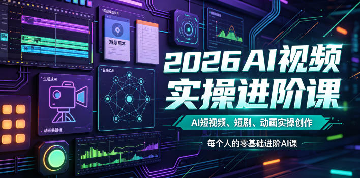 2026AI视频实操进阶课，AI短视频、短剧、动画实操创作，每个人的零基础进阶ai课(更新0825)-保成圈-山云人力,分享创业咨询_最新网络项目资源