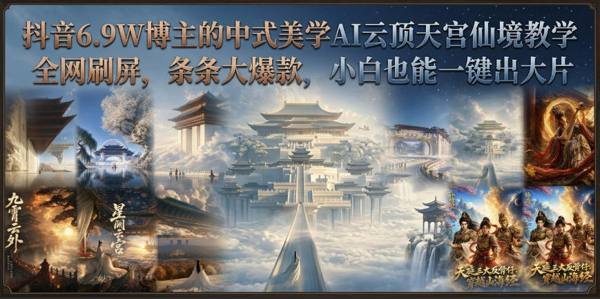 抖音6.9W博主的中式美学AI云顶天宫仙境教学，全网刷屏，条条大爆款，小白也能一键出大片-保成圈-山云人力,分享创业咨询_最新网络项目资源