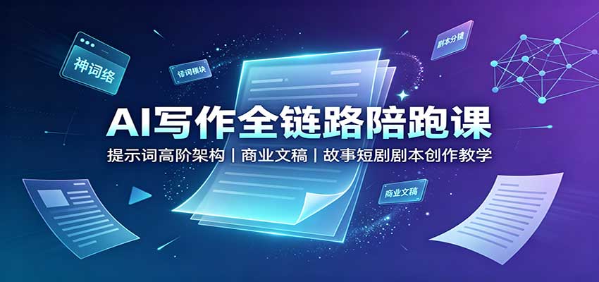 AI写作全链路陪跑课：提示词高阶架构，商业文稿，故事短剧剧本创作教学-保成圈-山云人力,分享创业咨询_最新网络项目资源