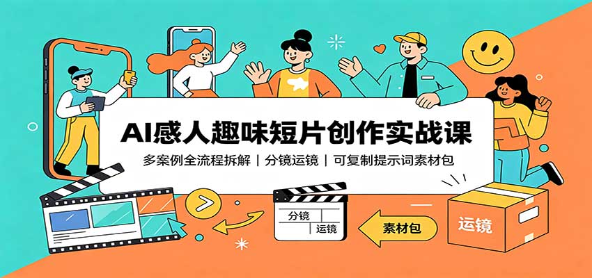 AI感人趣味短片创作实战课：多案例全流程拆解，分镜运镜，可复制提示词素材包-保成圈-山云人力,分享创业咨询_最新网络项目资源
