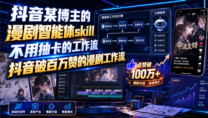 抖音某博主的漫剧智能体skill，不用抽卡的工作流，抖音破百万赞的漫剧工作流(更新)-保成圈-山云人力,分享创业咨询_最新网络项目资源