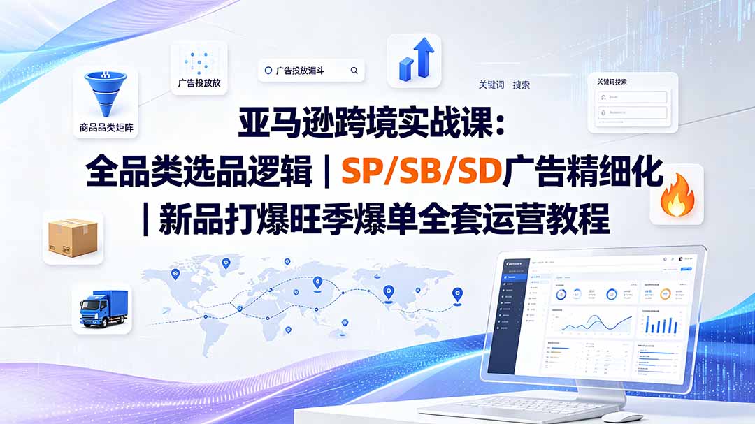 亚马逊跨境实战课-更新8月：全品类选品逻辑｜SP/SB/SD广告精细化｜新品打爆旺季爆单全套运营教程-保成圈-山云人力,分享创业咨询_最新网络项目资源