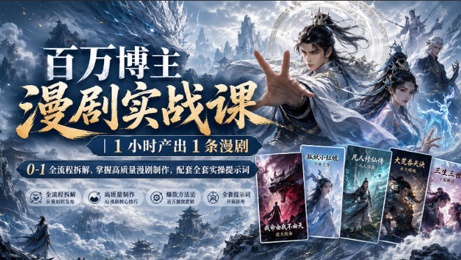 百万博主漫剧实战课｜1小时产出1条漫剧，0‑1全流程拆解，掌握高质量漫剧制作，配套全套实操提示词-保成圈-山云人力,分享创业咨询_最新网络项目资源