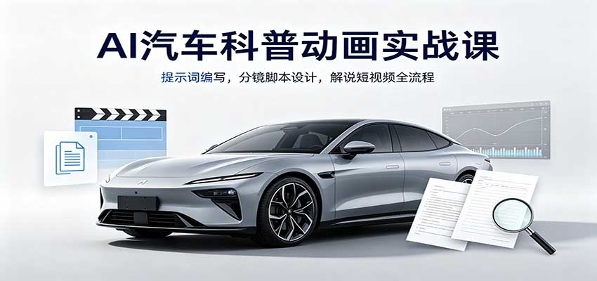 AI汽车科普动画实战课：提示词编写，分镜脚本设计，解说短视频全流程-保成圈-山云人力,分享创业咨询_最新网络项目资源