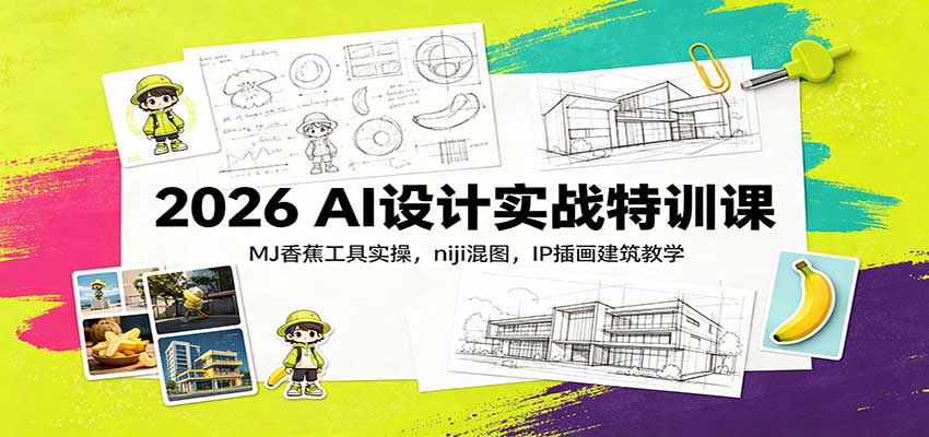 2026 AI设计实战特训课：MJ香蕉工具实操，niji混图，IP插画建筑教学-保成圈-山云人力,分享创业咨询_最新网络项目资源
