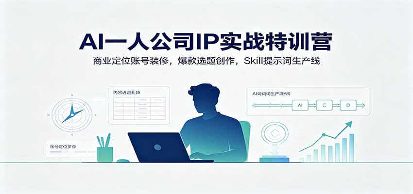 AI一人公司IP实战特训营：商业定位账号装修，爆款选题创作，Skill提示词生产线-保成圈-山云人力,分享创业咨询_最新网络项目资源