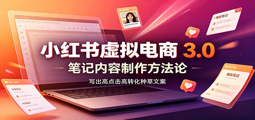 小红书虚拟电商3.0：账号搭建选品开店，笔记内容制作，矩阵投放教学-保成圈-山云人力,分享创业咨询_最新网络项目资源