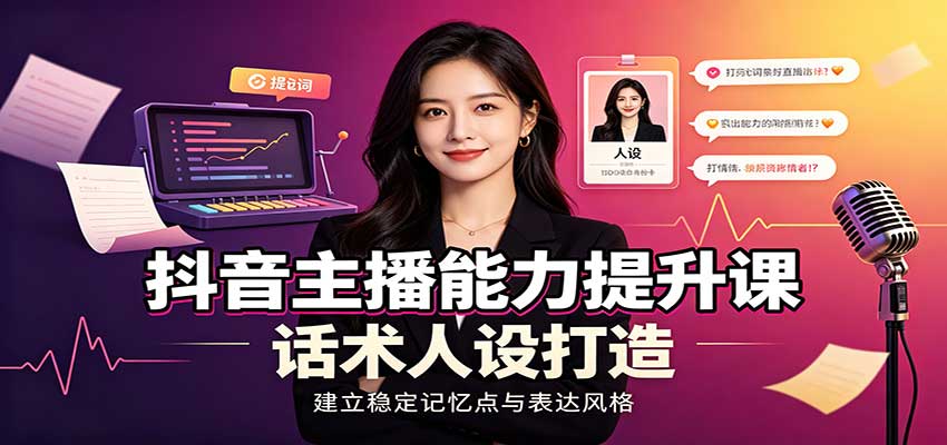 抖音主播能力提升课：账号底层逻辑，直播间搭建调试，话术人设打造全套教学-保成圈-山云人力,分享创业咨询_最新网络项目资源