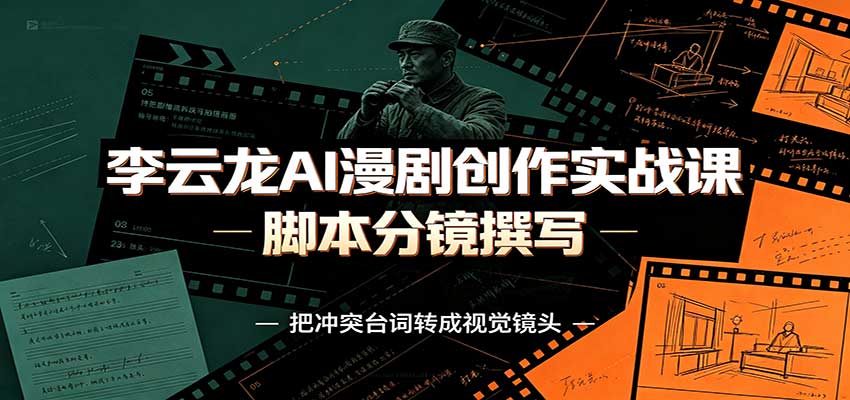 李云龙AI漫剧创作实战课：角色人设还原，脚本分镜撰写，AI漫剧成片完整制作教学-保成圈-山云人力,分享创业咨询_最新网络项目资源