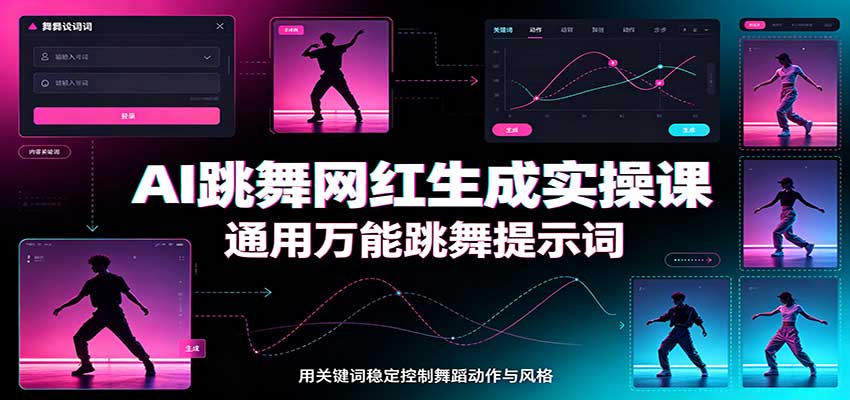 AI跳舞网红生成实操课：通用万能跳舞提示词，多模型适配，人物舞蹈视频制作全套教学-保成圈-山云人力,分享创业咨询_最新网络项目资源
