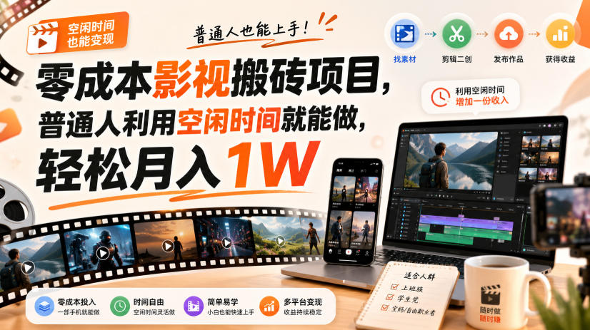 零门槛影视搬砖项目，月入万元，玩法稳定普通人可落地的长期副业！-保成圈-山云人力,分享创业咨询_最新网络项目资源
