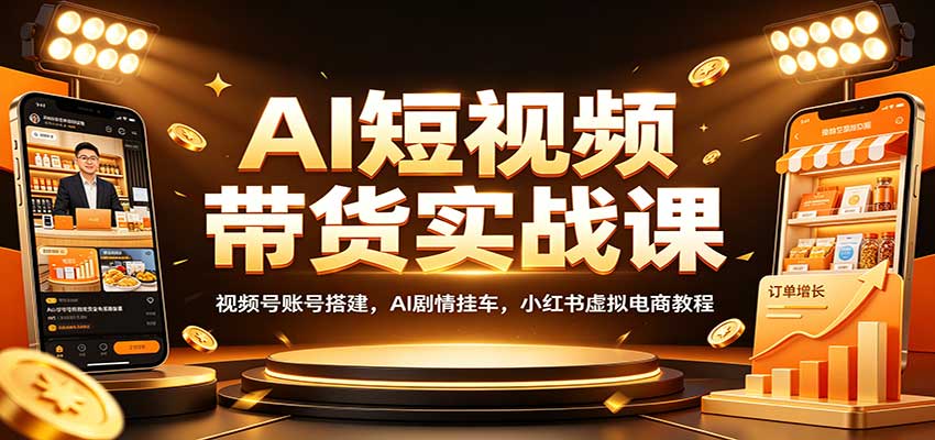 AI短视频带货实战课：视频号账号搭建，AI剧情挂车，小红书虚拟电商教程-保成圈-山云人力,分享创业咨询_最新网络项目资源