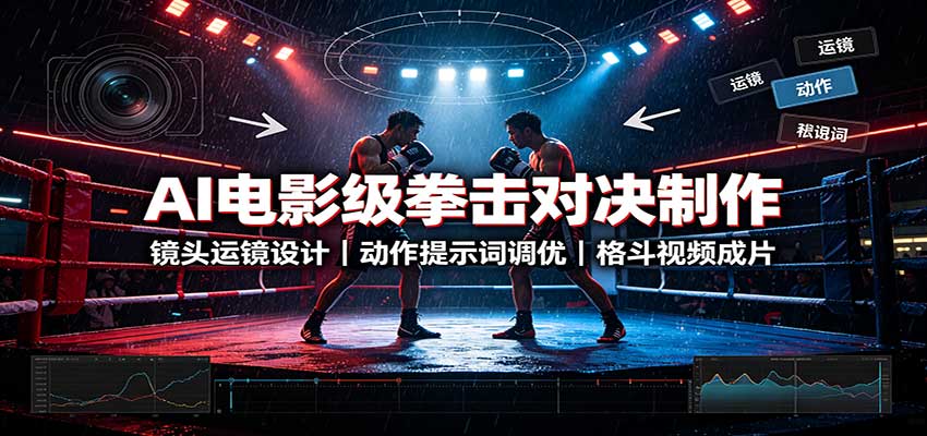 AI电影级拳击对决制作：镜头运镜设计，动作提示词调优，格斗视频成片-保成圈-山云人力,分享创业咨询_最新网络项目资源