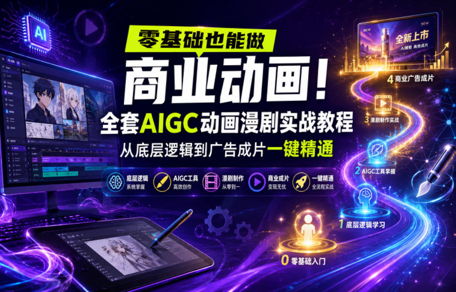 零基础也能做商业动画！全套AIGC动画漫剧实战教程，从底层逻辑到广告成片一键精通(更新0905)-保成圈-山云人力,分享创业咨询_最新网络项目资源