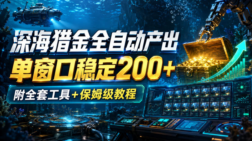 深海猎金全自动产出，单窗口稳定200+，附全套工具+保姆级教程【揭秘】-保成圈-山云人力,分享创业咨询_最新网络项目资源