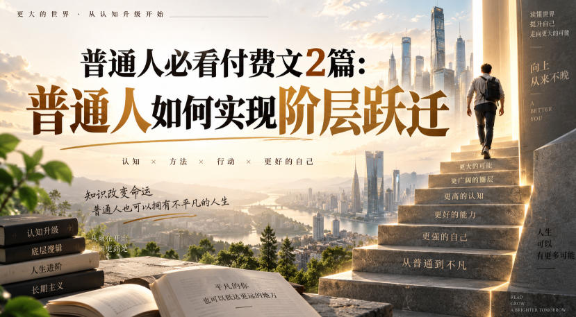 普通人必看付费文2篇：普通人如何实现阶层跃迁-保成圈-山云人力,分享创业咨询_最新网络项目资源