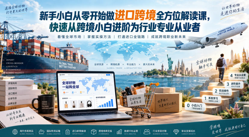 新手小白从零开始做进口跨境全方位解读课，快速从跨境小白进阶为行业专业从业者-保成圈-山云人力,分享创业咨询_最新网络项目资源
