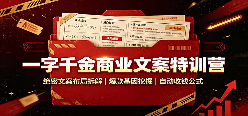 一字千金商业文案特训营：绝密文案布局拆解，爆款基因挖掘，自动收钱公式-保成圈-山云人力,分享创业咨询_最新网络项目资源