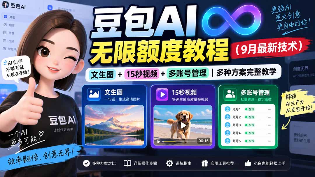 豆包AI无限额度教程(9月最新技术-保成圈-山云人力,分享创业咨询_最新网络项目资源