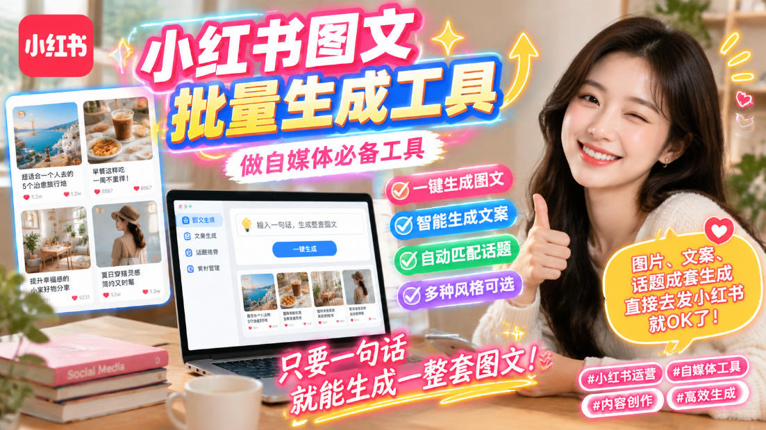 小红书图文批量生成工具，话题、文案、配图一键生成，直接发布，做自媒体必备工具-保成圈-山云人力,分享创业咨询_最新网络项目资源