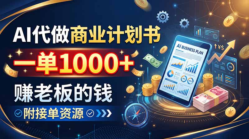 AI代做商业计划书，一单1000+，赚老板的钱，附接单资源-保成圈-山云人力,分享创业咨询_最新网络项目资源
