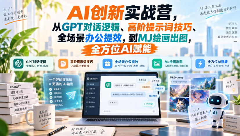 AI创新实战营，从GPT对话逻辑、高阶提示词技巧、全场景办公提效，到MJ绘画出图，全方位AI赋能-保成圈-山云人力,分享创业咨询_最新网络项目资源