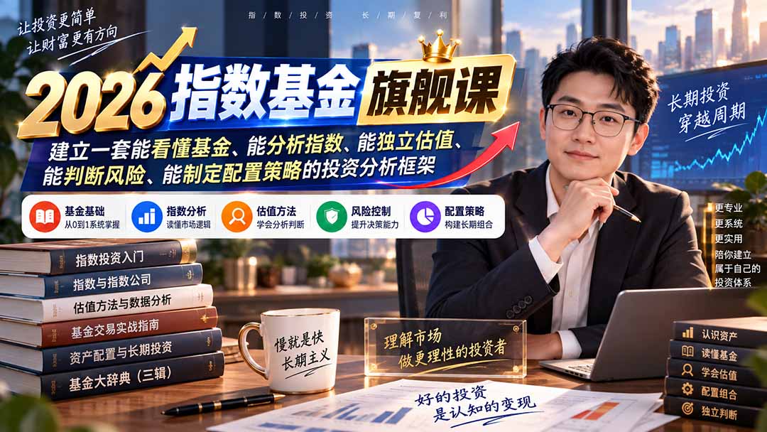 2026指数基金旗舰课｜建立一套能看懂基金、能分析指数、能独立估值、能判断风险、能制定配置策略的投资分析框架-保成圈-山云人力,分享创业咨询_最新网络项目资源