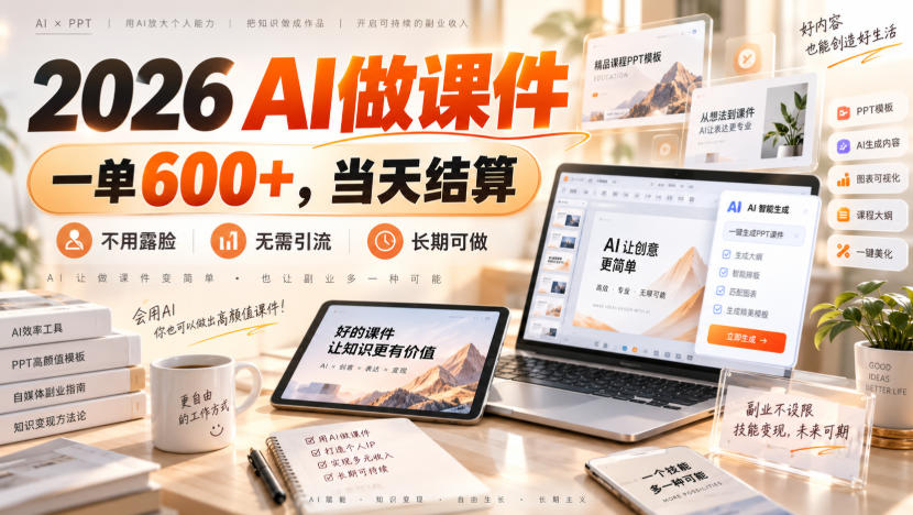 2026 AI做课件，一单600+，当天结算，不用露脸，无需引流，长期可做【揭秘】-保成圈-山云人力,分享创业咨询_最新网络项目资源