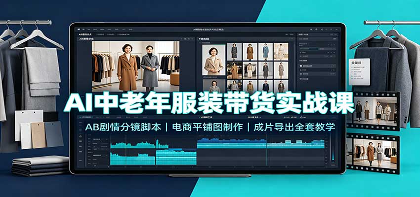 AI中老年服装带货实战课：AB剧情分镜脚本，电商平铺图制作，成片导出全套教学-保成圈-山云人力,分享创业咨询_最新网络项目资源
