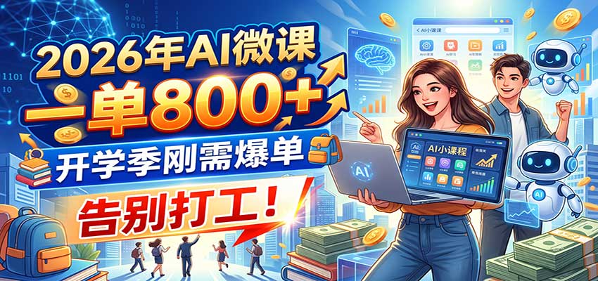 2026年AI微课，一单800+，开学季刚需爆单，告别打工！-保成圈-山云人力,分享创业咨询_最新网络项目资源