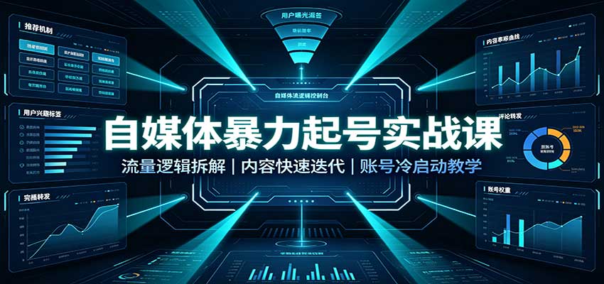 自媒体暴力起号实战课：流量逻辑拆解，内容快速迭代，账号冷启动教学-保成圈-山云人力,分享创业咨询_最新网络项目资源