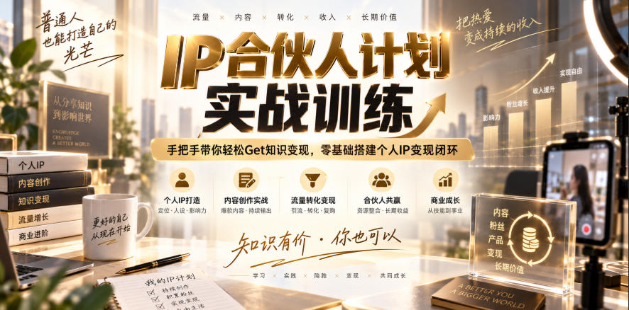 IP合伙人计划实战训练，手把手带你轻松Get知识变现，零基础搭建个人IP变现闭环(更新260908)-保成圈-山云人力,分享创业咨询_最新网络项目资源