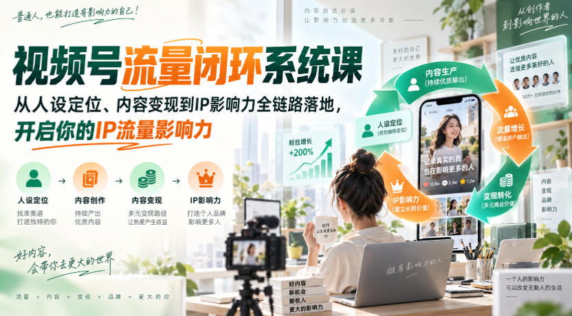 视频号流量闭环系统课，从人设定位、内容变现到IP影响力全链路落地，开启你的IP流量影响力-保成圈-山云人力,分享创业咨询_最新网络项目资源