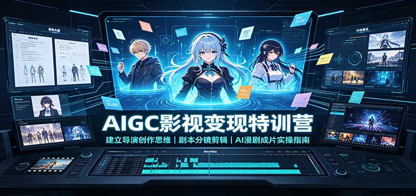 AIGC影视变现特训营：建立导演创作思维，剧本分镜剪辑，AI漫剧成片实操指南-保成圈-山云人力,分享创业咨询_最新网络项目资源