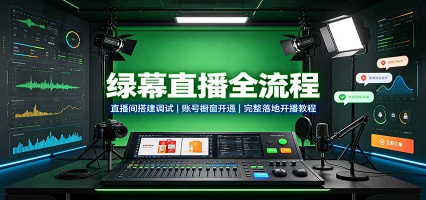 绿幕直播全流程：直播间搭建调试，账号橱窗开通，完整落地开播教程-保成圈-山云人力,分享创业咨询_最新网络项目资源