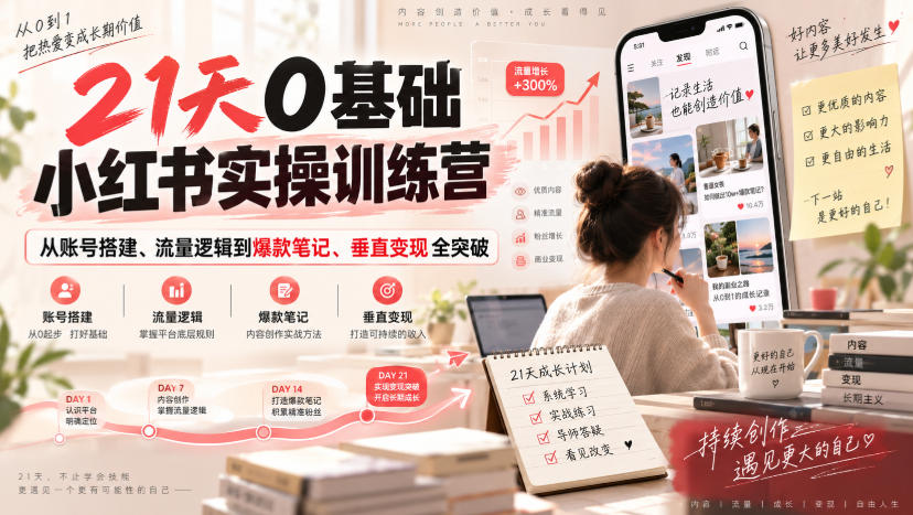 21天0基础小红书实操训练营｜从账号搭建、流量逻辑到爆款笔记、垂直变现全突破-保成圈-山云人力,分享创业咨询_最新网络项目资源