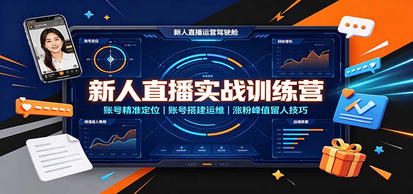 新人直播实战训练营：账号精准定位，账号搭建运维，涨粉峰值留人技巧-保成圈-山云人力,分享创业咨询_最新网络项目资源