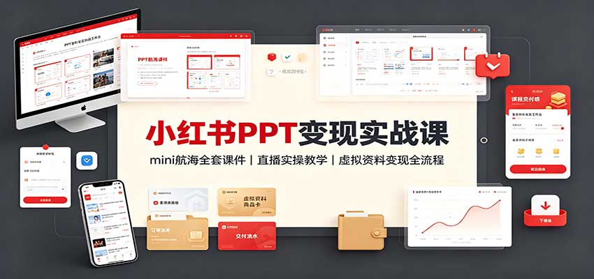小红书PPT变现实战课：mini航海全套课件+直播实操教学，虚拟资料变现全流程-保成圈-山云人力,分享创业咨询_最新网络项目资源