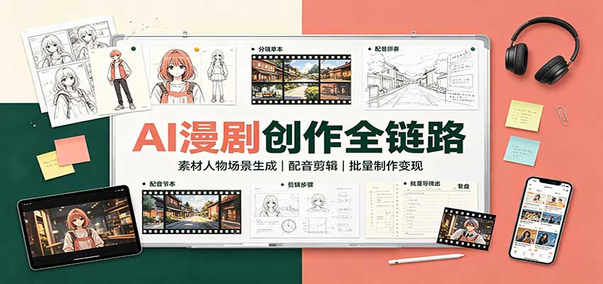 AI漫剧创作全链路：素材人物场景生成，配音剪辑，批量制作变现-保成圈-山云人力,分享创业咨询_最新网络项目资源