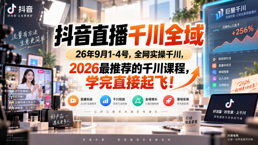 抖音直播千川全域26年9月1-4号，全网实操千川，2026最推荐的千川课程，学完直接起飞！-保成圈-山云人力,分享创业咨询_最新网络项目资源