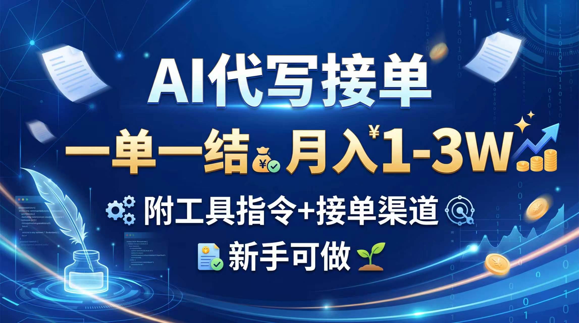 AI代写接单，一单一结，月入1-3W，附工具指令+接单渠道，新手可做-保成圈-山云人力,分享创业咨询_最新网络项目资源