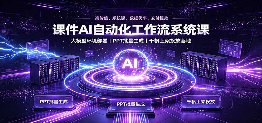 课件AI自动化工作流系统课：大模型环境部署，PPT批量生成，千帆上架投放落地-保成圈-山云人力,分享创业咨询_最新网络项目资源