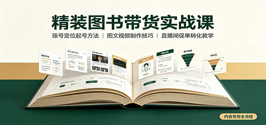 精装图书带货实战课：账号定位起号方法，图文视频制作，促单转化教学-保成圈-山云人力,分享创业咨询_最新网络项目资源