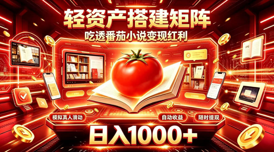 轻资产搭建矩阵，吃透番茄小说变现红利，日入1000+，支持无限矩阵放大【揭秘】-保成圈-山云人力,分享创业咨询_最新网络项目资源