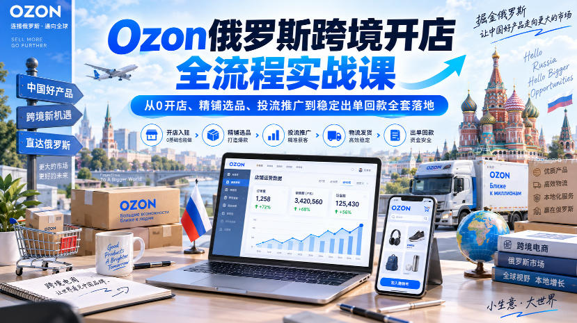 Ozon俄罗斯跨境开店全流程实战课｜从0开店、精铺选品、投流推广到稳定出单回款全套落地-保成圈-山云人力,分享创业咨询_最新网络项目资源