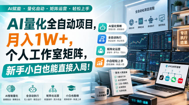 AI量化全自动挂机,月入1W+,个人工作室矩阵,新手小白也能直接入局!-保成圈-山云人力,分享创业咨询_最新网络项目资源